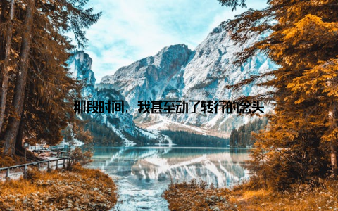 那段时间, 我甚至动了转行的念头