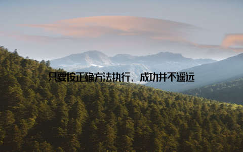 只要按正确方法执行, 成功并不遥远
