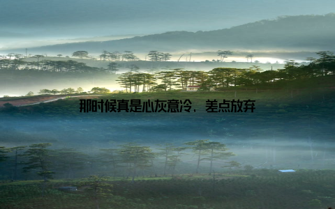 那时候真是心灰意冷, 差点放弃