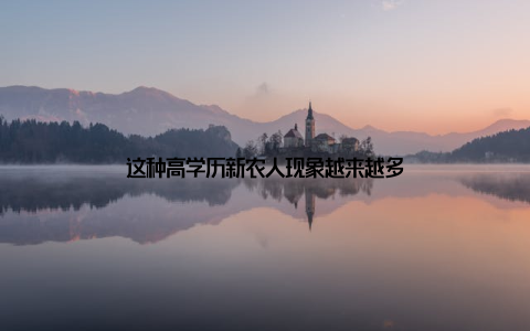 这种高学历新农人现象越来越多