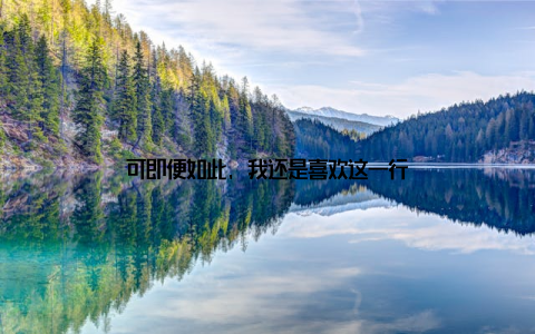 可即便如此, 我还是喜欢这一行