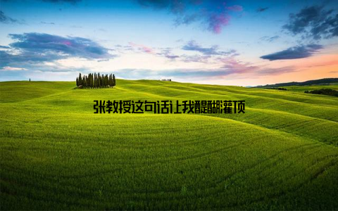 张教授这句话让我醍醐灌顶